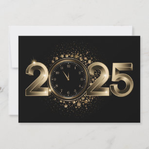 Cartão De Festividades elegante ouro Feliz Ano Novo 2025