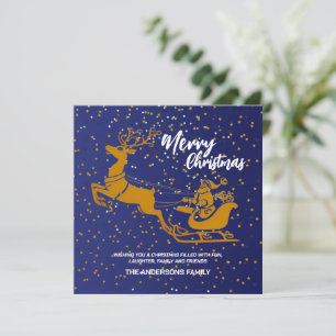 Cartão De Festividades Elegante papais noeis Dourados de Natal Feliz Pate