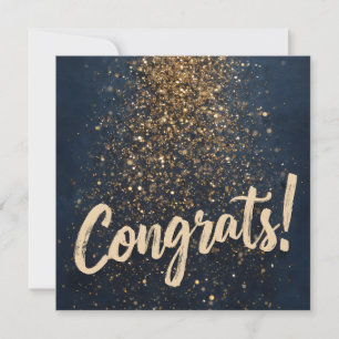 Cartão De Festividades Elegante "Parabéns!" Saudação com o Ouro Confetti
