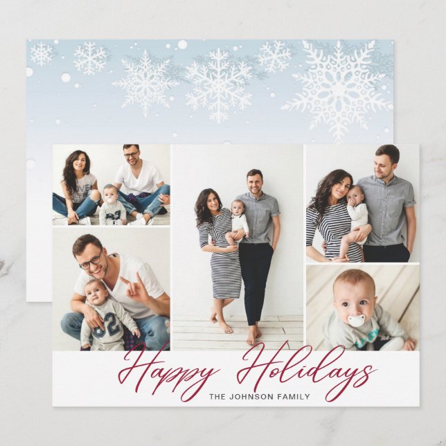 Cartão De Festividades Elegante Pine de Natal Cones 5 FOTOS Saudação (Frente/Verso)