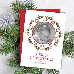 Cartão De Festividades Elegante Pinecone Holly Mandala Greenery 1 Foto
