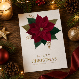 Cartão De Festividades Elegante Poinsettia Feliz Natal Saudação de Férias