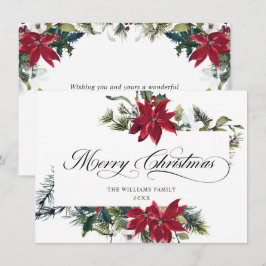 Cartão De Festividades Elegante Poinsettia Mistletosaudação de Natal