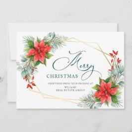 Cartão De Festividades Elegante Poinsettia Natal Saudação Corporativa