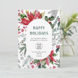 Cartão De Festividades Elegante Poinsettia Natal Visgo Saudação