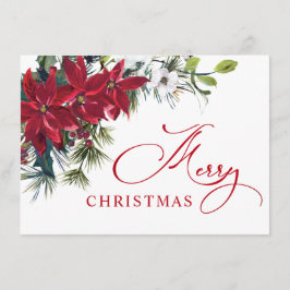 Cartão De Festividades Elegante Poinsettia Natalista Azevinho Saudação