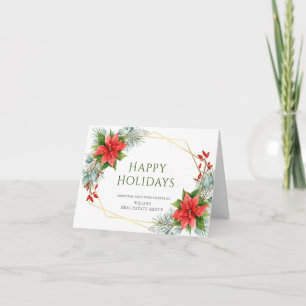 Cartão De Festividades Elegante Poinsettia Saudação Corporativa de Natal