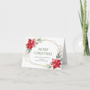 Cartão De Festividades Elegante Poinsettia Saudação Corporativa de Natal