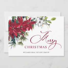 Cartão De Festividades Elegante Poinsettia Saudação Corporativa de Natal