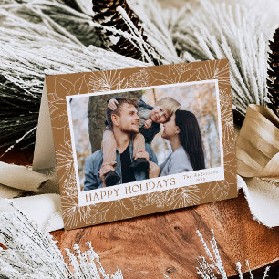 Cartão De Festividades Elegante Poinsettias e Pinecones Toffee 2 Foto