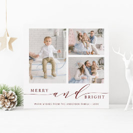 Cartão De Festividades Elegante Quadrado de Fotos Vermelho Alegre & Brilh