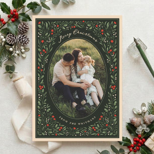 Cartão De Festividades Elegante Quadro Botânico Vintage Natal Foto