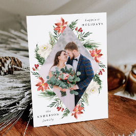 Cartão De Festividades Elegante Quadro de Foto Geométrico Floral de Inver