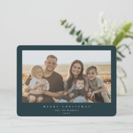 Cartão De Festividades Elegante Quadro de Foto Única com Moldura Verde Es