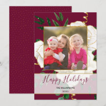 Elegante Red Glam Vintage White Roses Glitter Foto