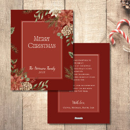 Cartão De Festividades Elegante Red Merry Christmas Poinsettia