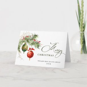 Cartão De Festividades Elegante Red Ornament Merry Christmas Corporate Ho