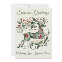 Elegante Rena Retro Verde-Menta Natal Único