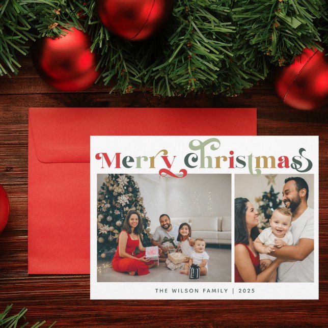 Cartão De Festividades Elegante Retro Colorido 2 Foto (Criador carregado)