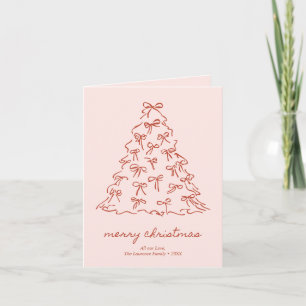 Cartão De Festividades Elegante Rosa e Vermelho Dobrado Feliz Natal Sem F