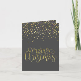 Cartão De Festividades Elegante Roteiro Dourado & Confetes Natal Preto