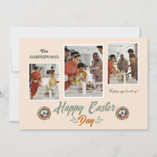 Cartão De Festividades Elegante Roteiro Feliz Páscoa Família Três Foto