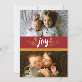 Cartão De Festividades Elegante Rustic Joy Holiday 2-Photo