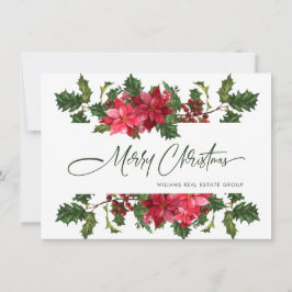 Cartão De Festividades Elegante Saudação Corporativa de Natal Poinsettia