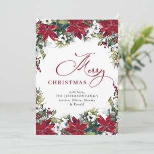 Cartão De Festividades Elegante Saudação de Natal Poinsettia Visgo