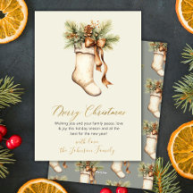 Elegante Script de Natal Aquarela Meia