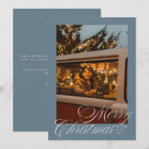 Elegante Script Feliz Natal Foto Azul