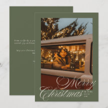 Elegante Script Feliz Natal Foto Verde