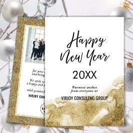 Cartão De Festividades Elegante Script Festivo Dourado Glitter Foto Comer