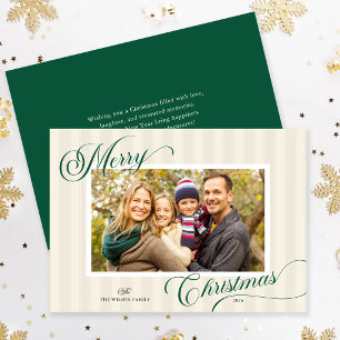 Cartão De Festividades Elegante Script Moderno com Faixa Foto Natal