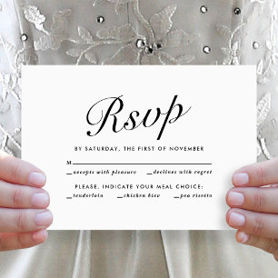 Cartão De Festividades Elegante Script Moderno Preto e Branco Escolha de