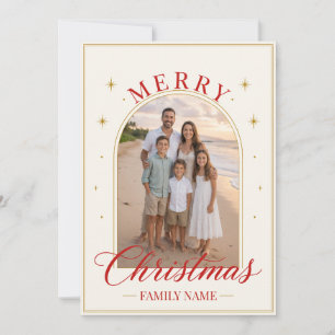 Cartão De Festividades Elegante Script Vermelho Feliz Natal Família