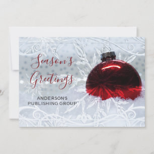 Cartão De Festividades Elegante Snow Scene Red Ornament Company