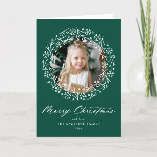 Cartão De Festividades Elegante Snowflake Wreath Green 2 Foto