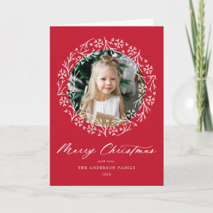 Cartão De Festividades Elegante Snowflake Wreath Red 2 Foto