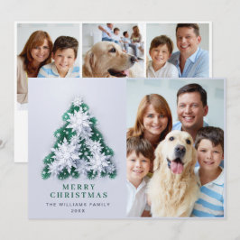 Cartão De Festividades Elegante Snowflakes Árvore de Natal Saudação 4 FOT