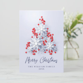 Cartão De Festividades Elegante Snowflakes Saudação de Árvore de Natal