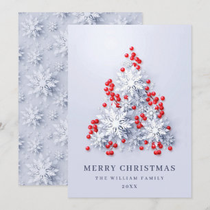 Cartão De Festividades Elegante Snowflakes Saudação de Árvore de Natal