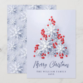 Cartão De Festividades Elegante Snowflakes Saudação de Árvore de Natal