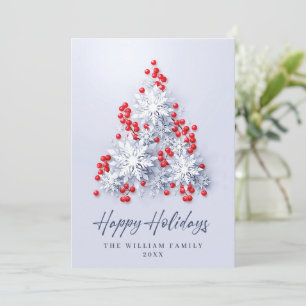 Cartão De Festividades Elegante Snowflakes Saudação de Árvore de Natal