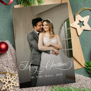 Cartão De Festividades Elegante Sobreposição de Foto de Natal com Letra B