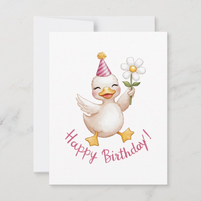 Cartão De Festividades Elegante Swan Birthday Design com Daisy (Frente)