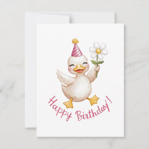 Cartão De Festividades Elegante Swan Birthday Design com Daisy