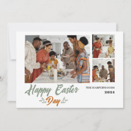 Cartão De Festividades elegante tipografia Páscoa família três fotos
