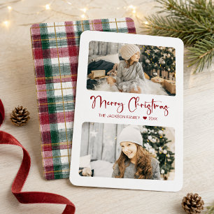 Cartão De Festividades Elegante Tipografia Xadrez Feliz Natal 2 Fotos