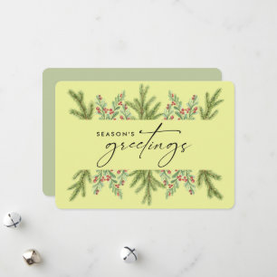 Cartão De Festividades Elegante Vegetação de Inverno Empresarial ADICIONE